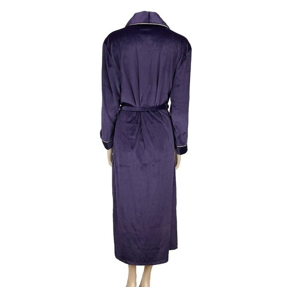 VANITY FAIR VTG Velvet Deep Purple Floral Shawl‎ Collar Robe sz M - Picture 2 of 8